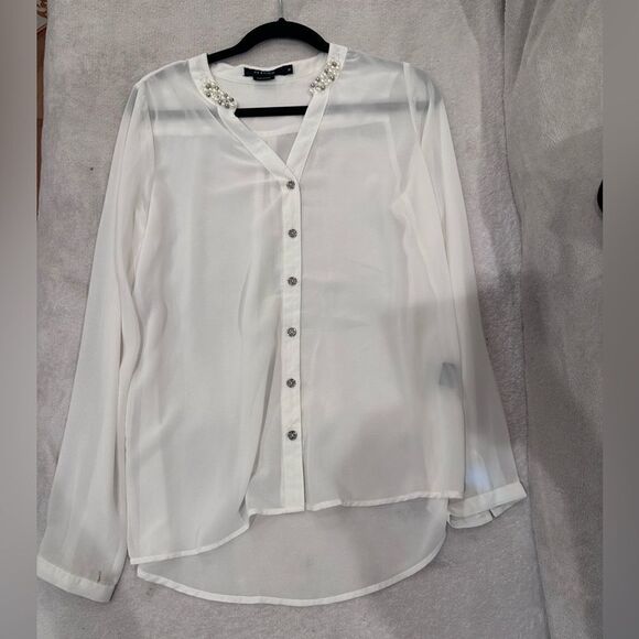 Vertigo size M women’s blouse button down white - Picture 1 of 5